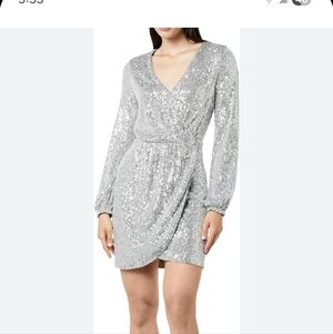 Shimmering Silver Long Sleeve Dress
